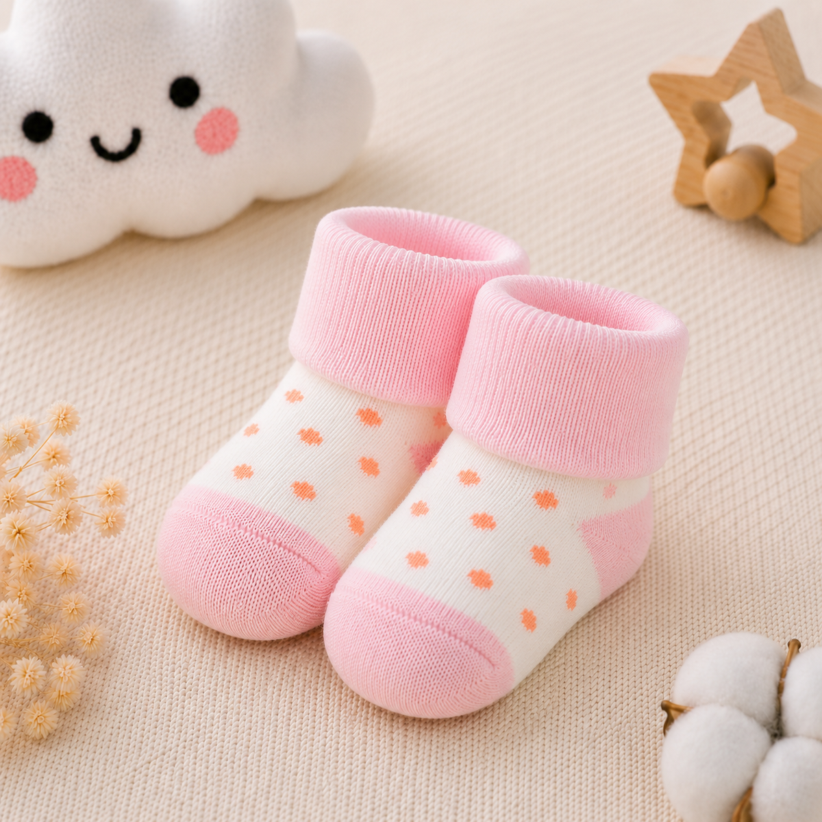 Baby Girl Socks 6-Pack – Sweet Bows & Dots Set | 0-6M