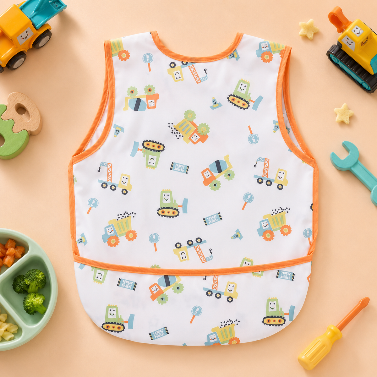 2-Pack Boys' Sleeveless Weaning Bib Set — Cars & Tools / Construction Vehicles