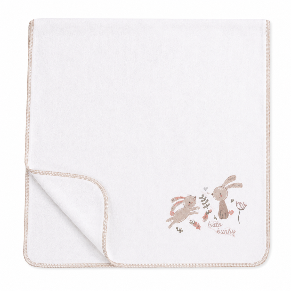 "Hello Bunny" 6-Piece Newborn Layette Gift Set — White/Beige