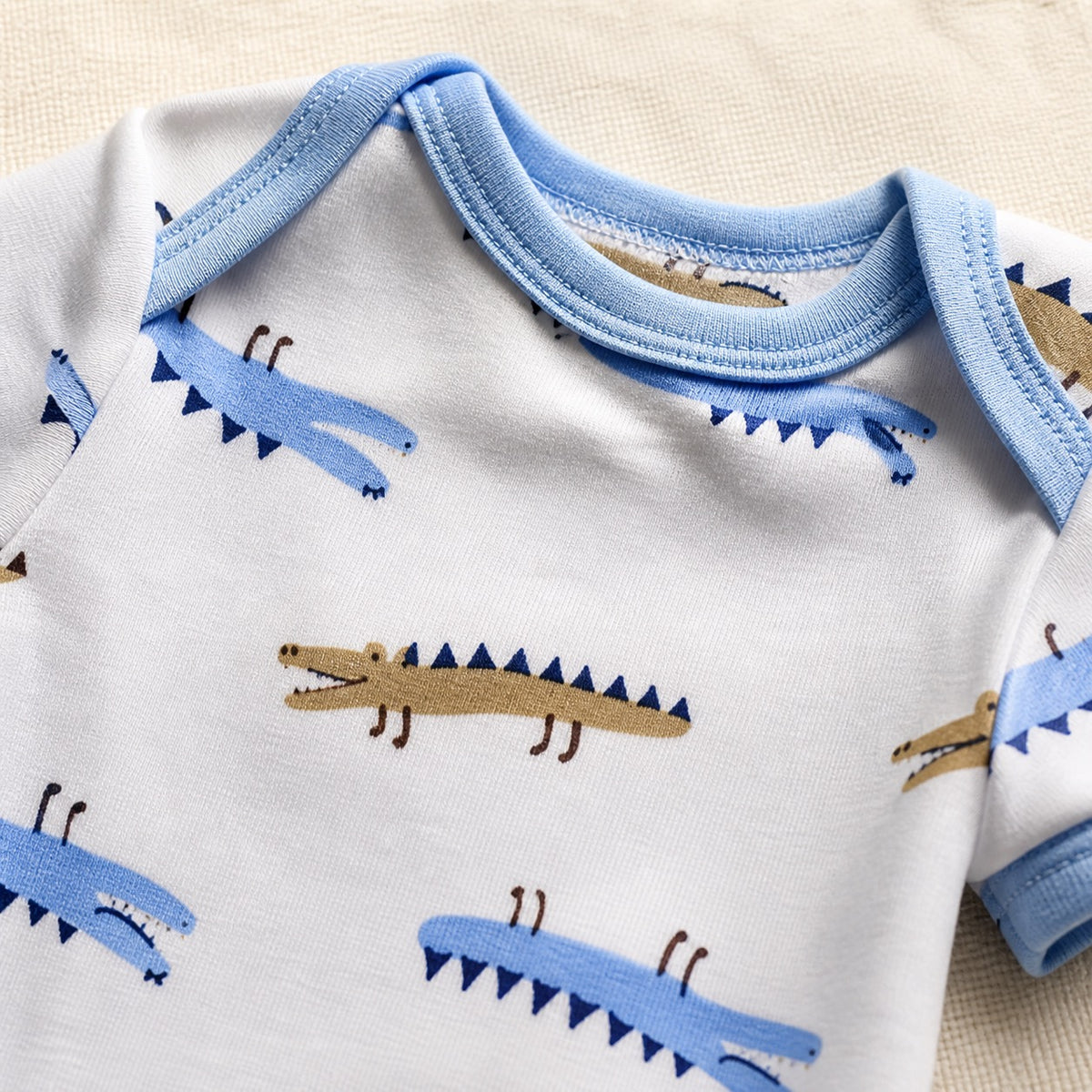 Baby Boys Wild & Free 3-Pack Short-Sleeve Bodysuits — Dusty Blue, Aqua & White/Blue