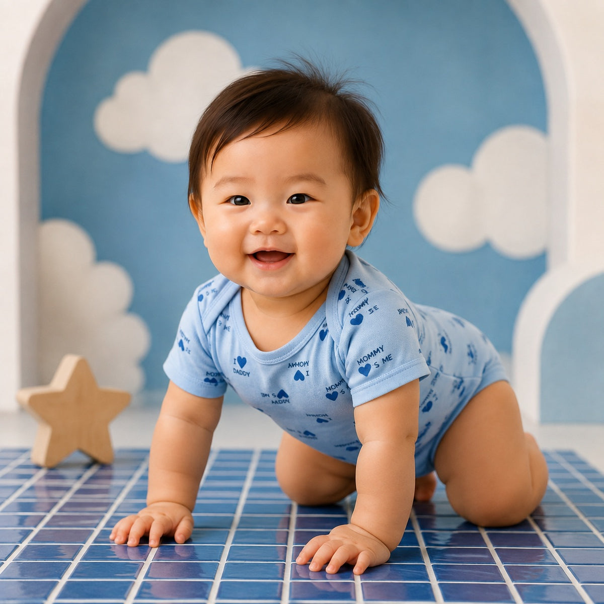 Baby Boys Mama's Boy 3-Pack Short-Sleeve Bodysuits — Powder Blue & White/Blue